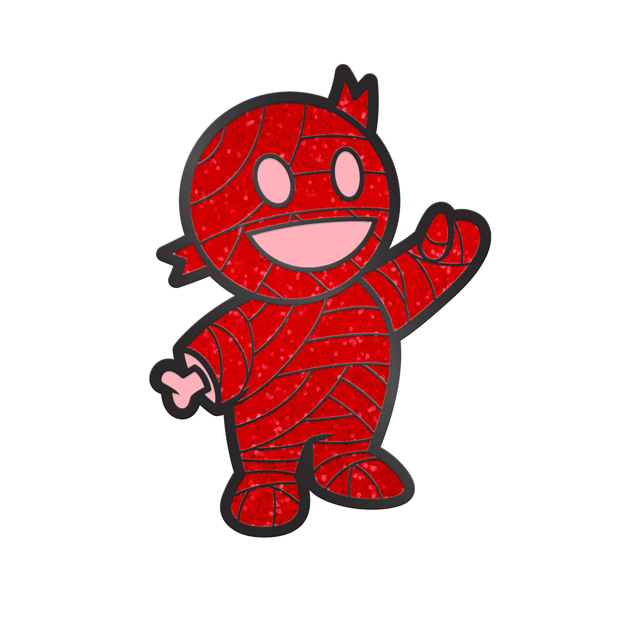 Super7 Mummy Boy pin rosu cu glitter metal