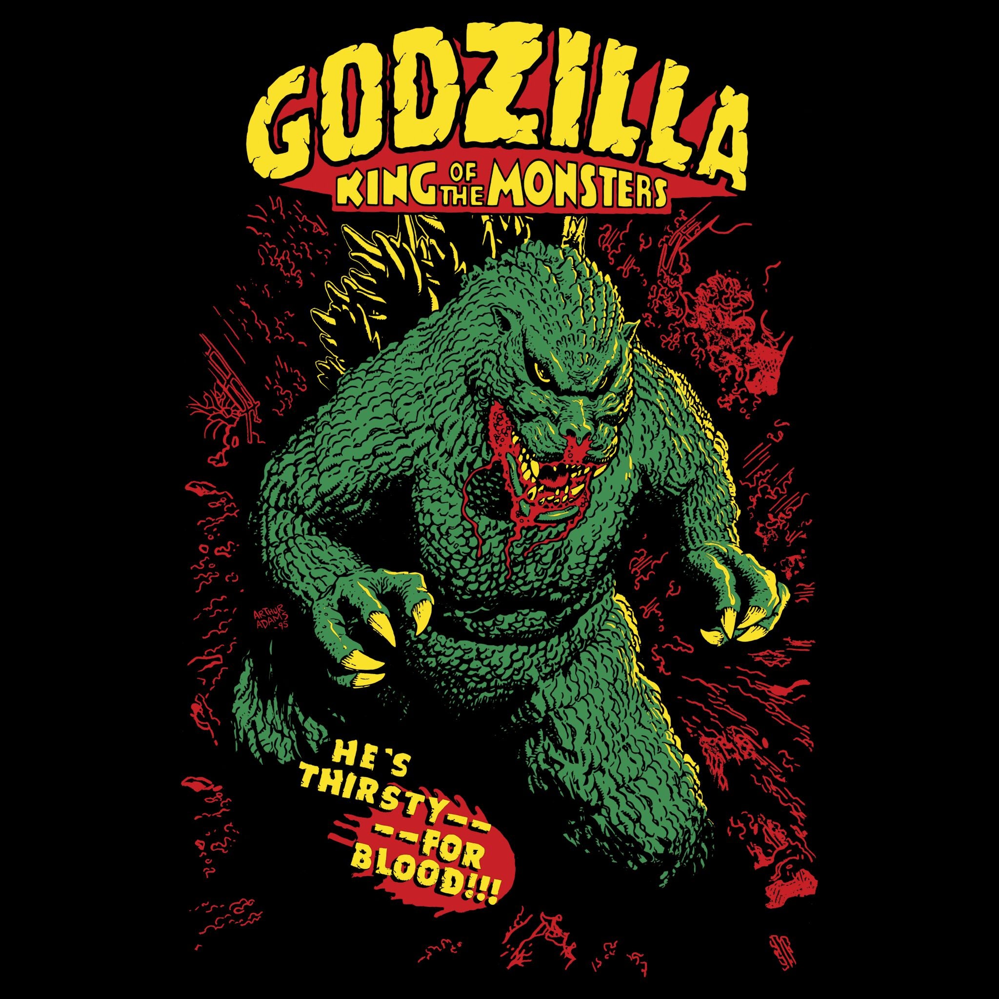 Super7 Toho Bloody Godzilla tricou negru bumbac