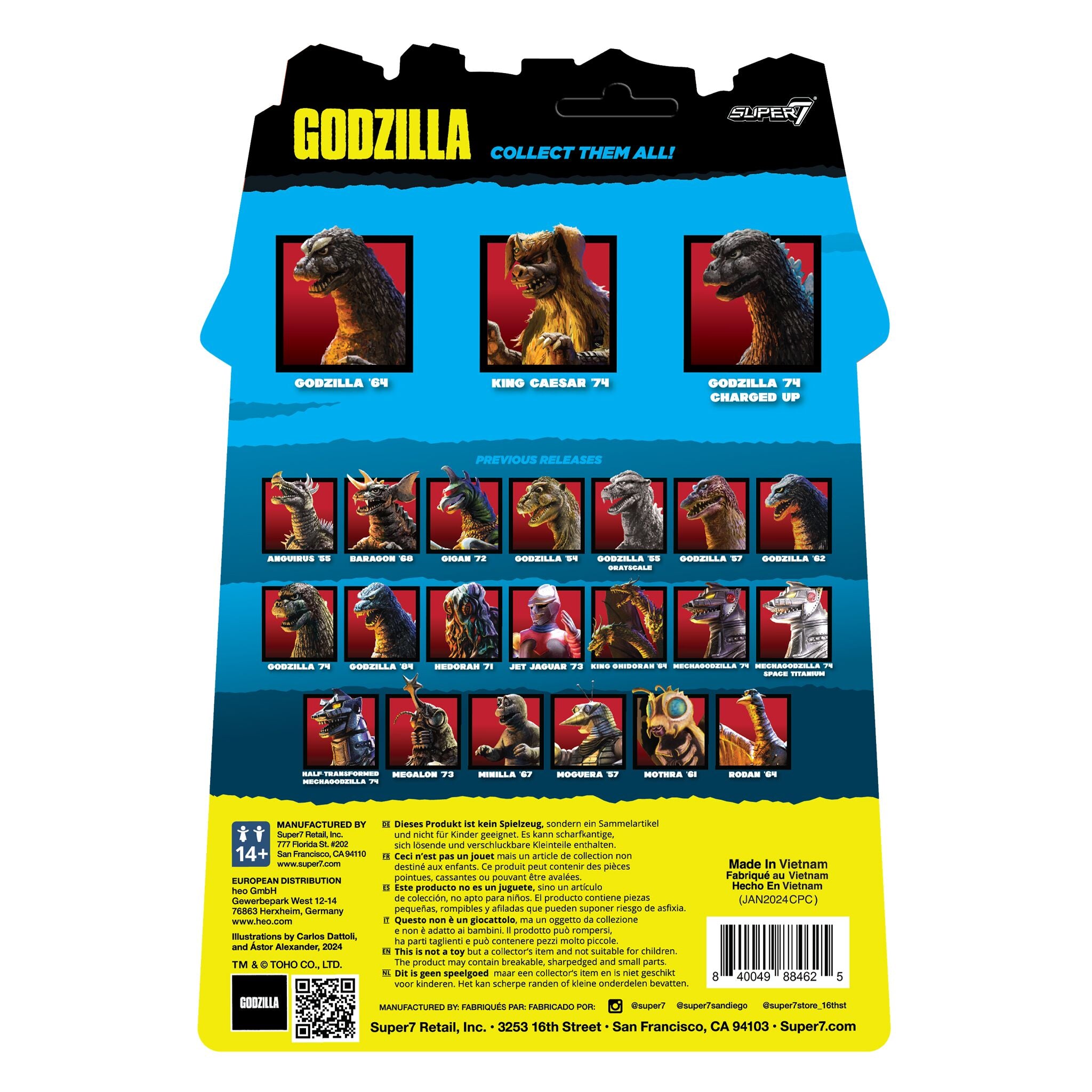 Super7 Toho ReAction Godzilla Skeleton figurină gri 9,5 cm