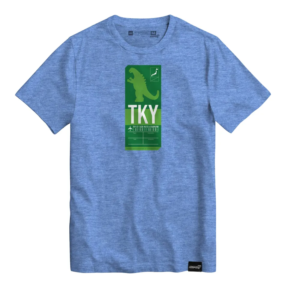 Super7 Toho Godzilla Ticket tricou bumbac albastru deschis