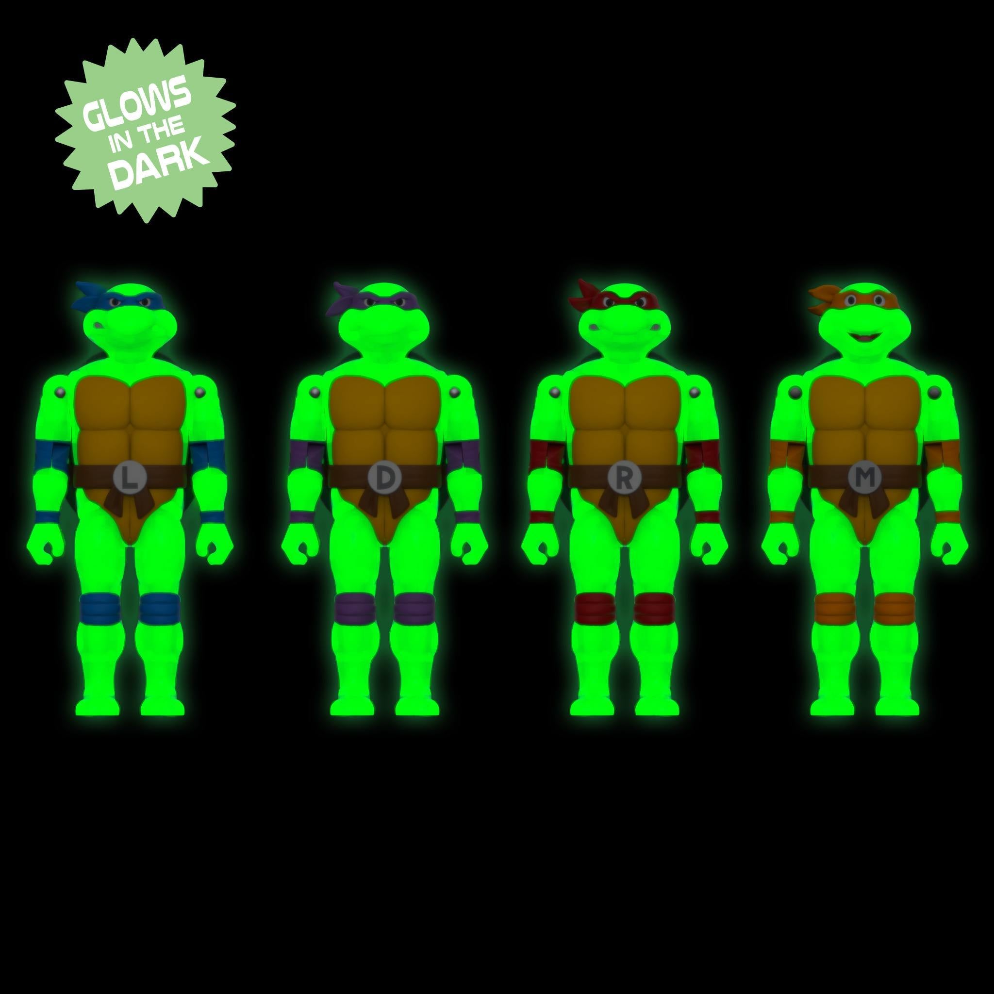 Super7 TMNT ReAction+ Mutagen Ooze set 4 figurine glow