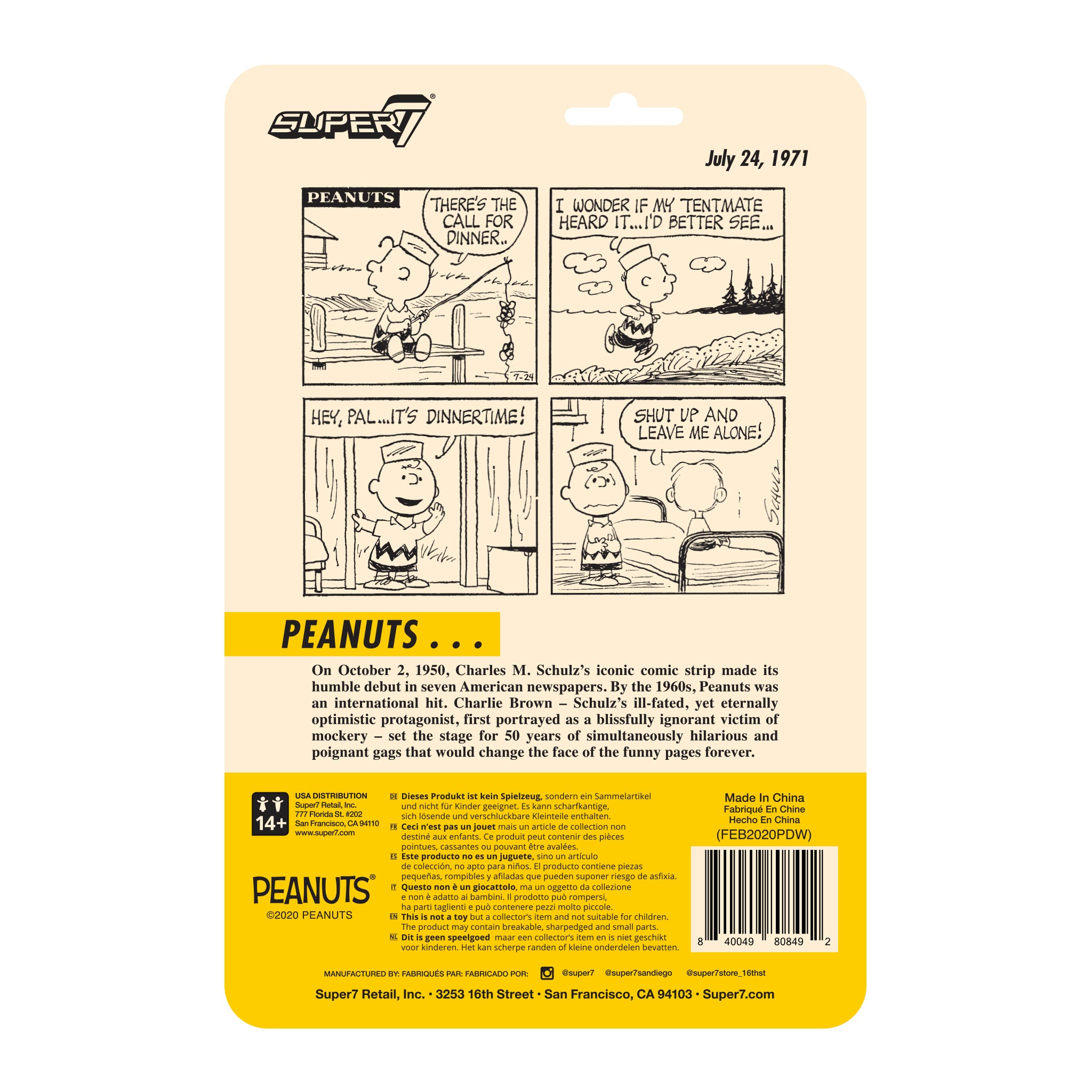 Super7 Peanuts ReAction Camp Charlie Brown figurina tabara