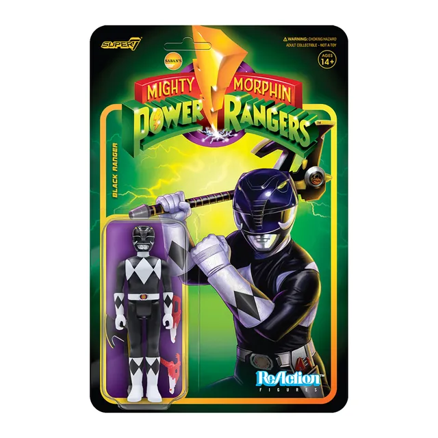 Super7 Power Rangers ReAction Black Ranger figurină 9,5 cm
