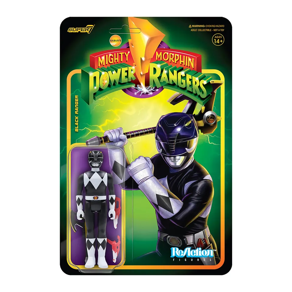 Super7 Power Rangers ReAction Black Ranger figurină 9,5 cm