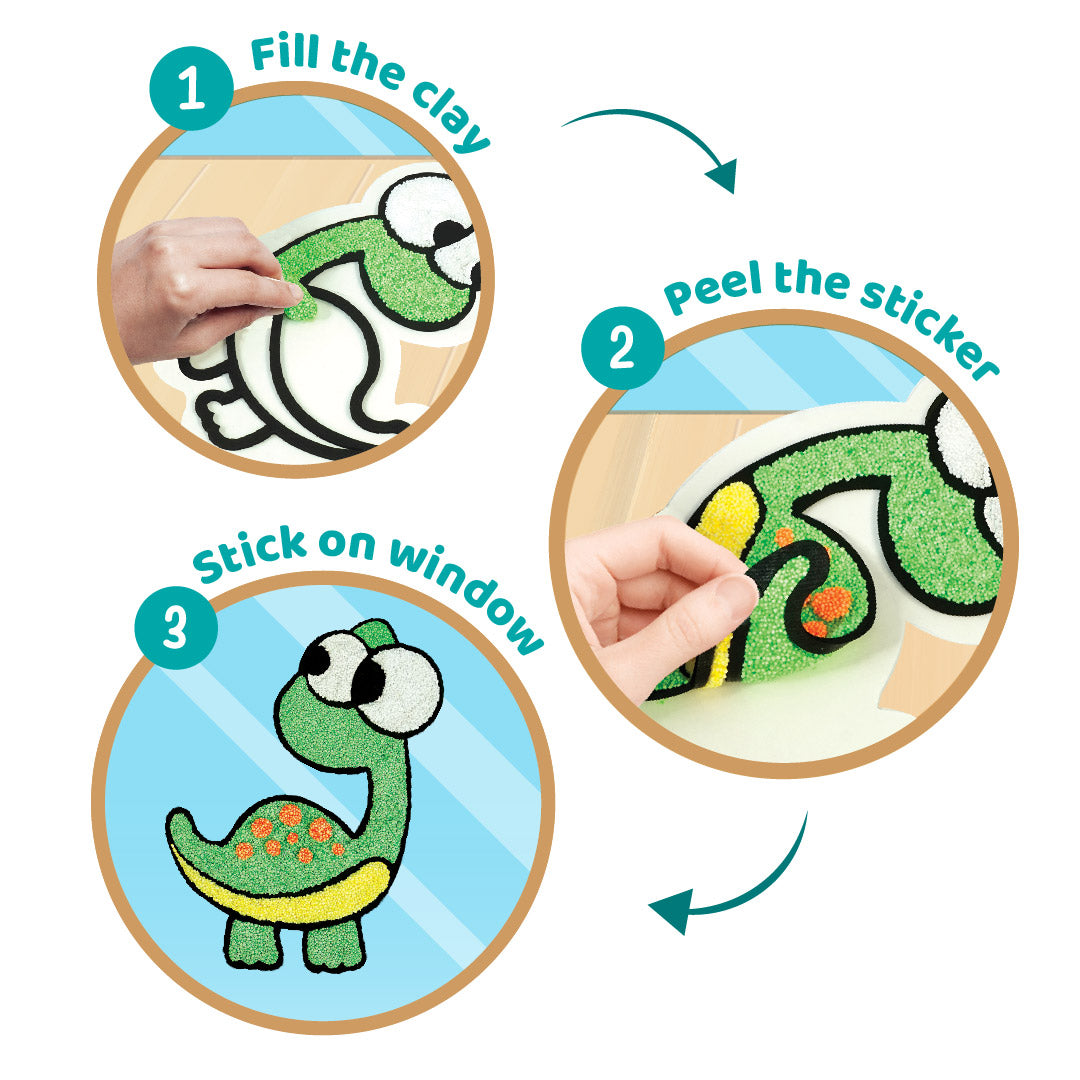 Imagimake Clay Stickers Dino Pals stickere lut dinozauri 3 buc