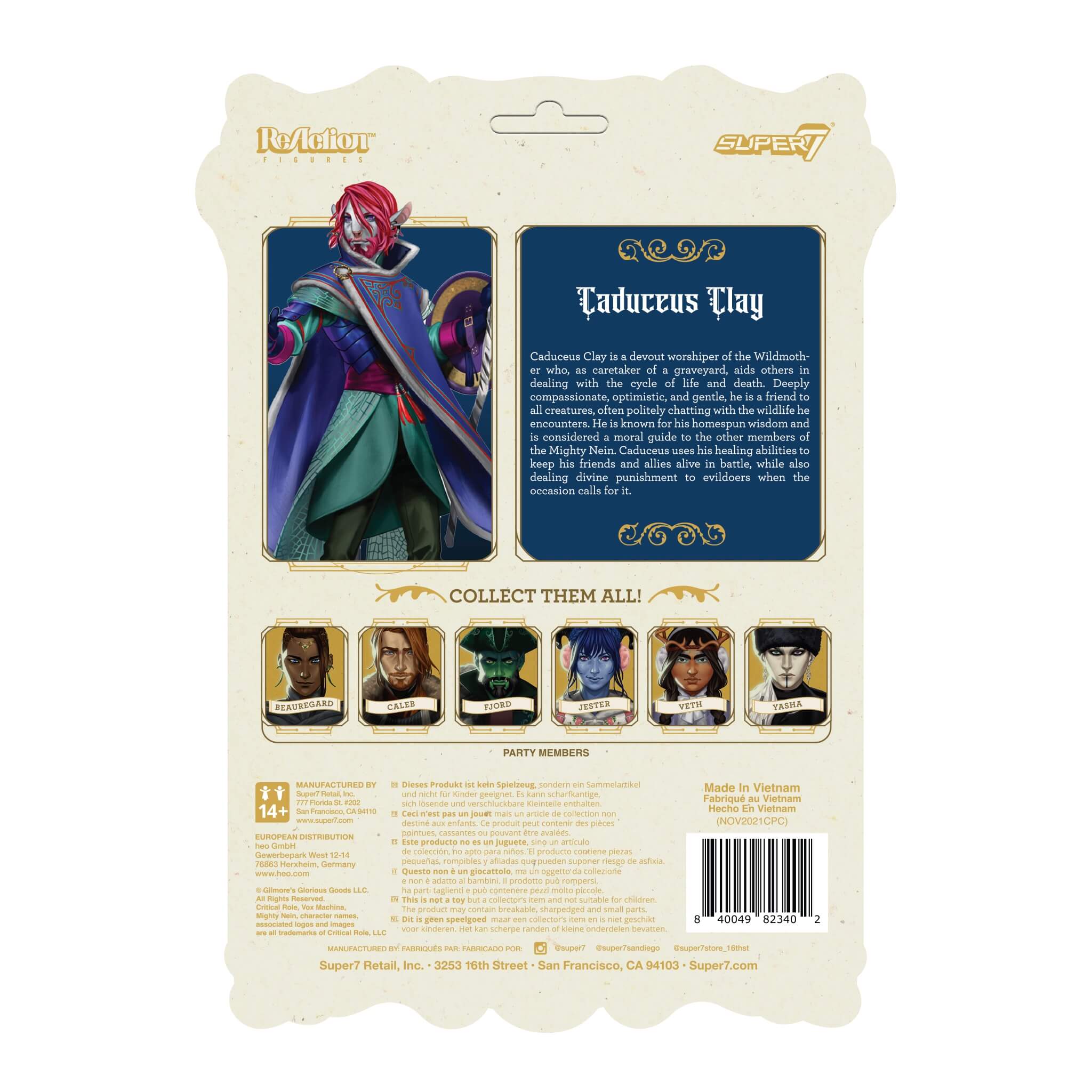 Super7 ReAction Critical Role Caduceus Clay figurina 3.75 inch