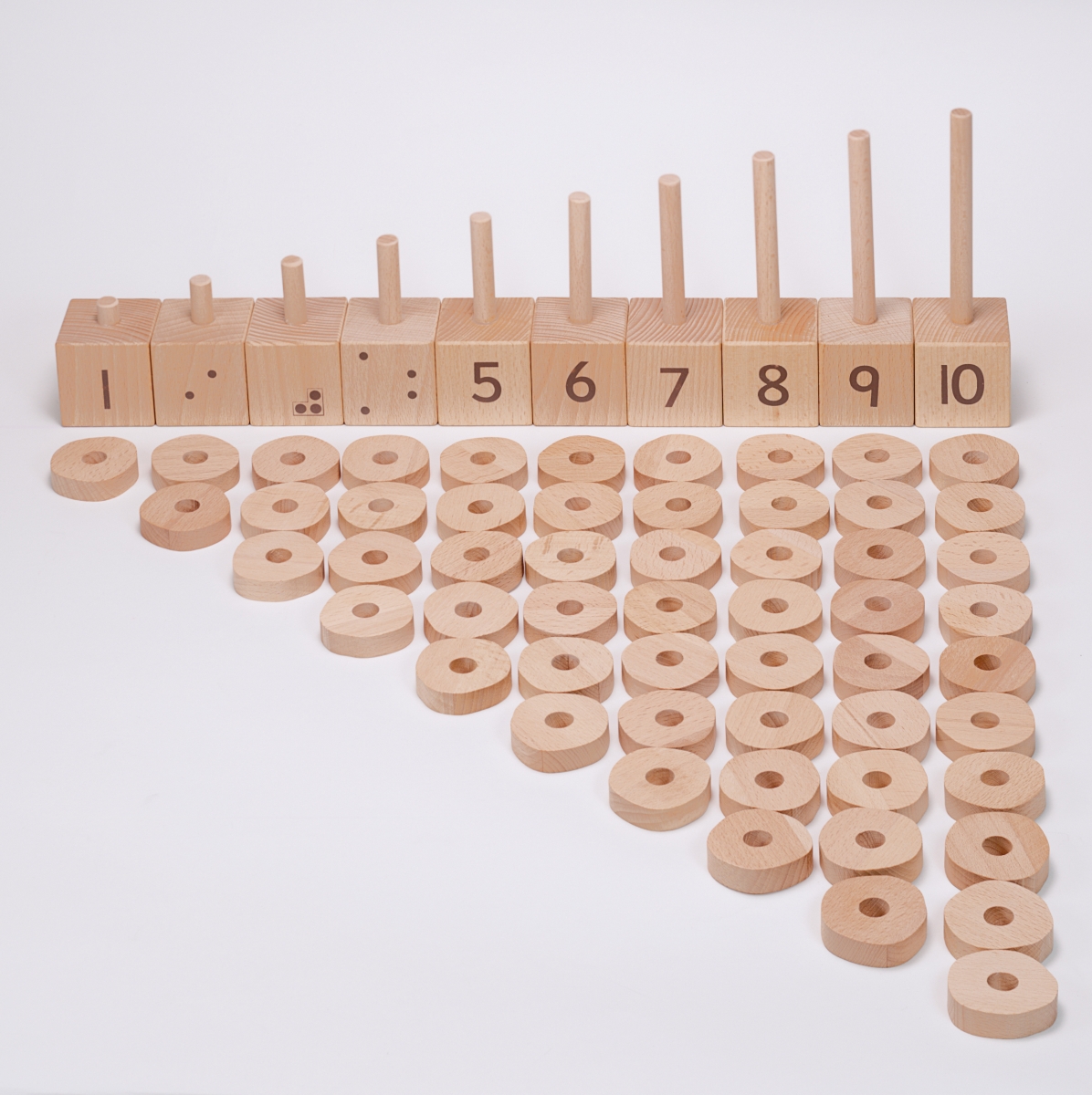Yellow Door Natural Number Stacker 1-10 jucarie stivuire lemn