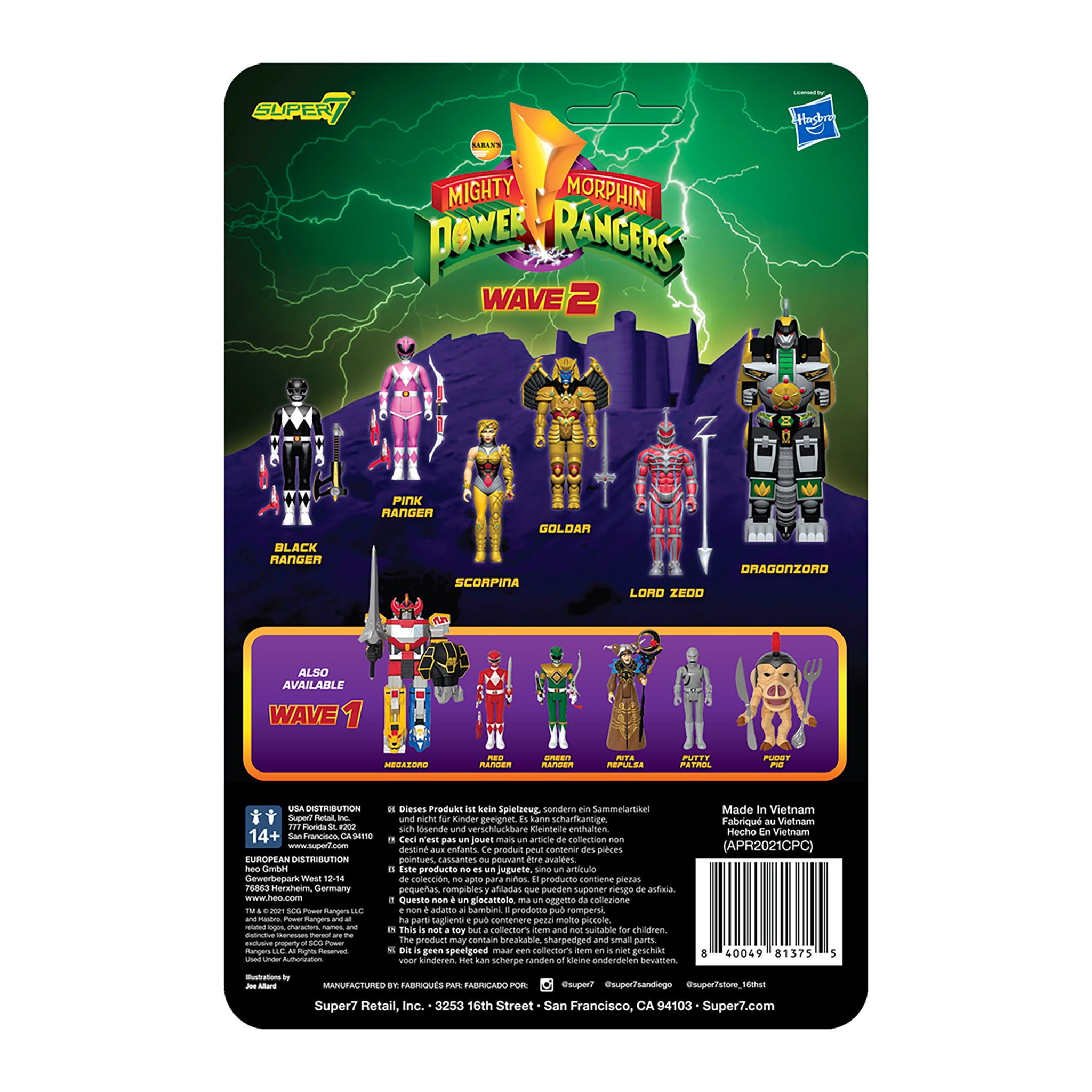 Super7 ReAction Power Rangers Wave 2 Goldar figurina 9,5cm