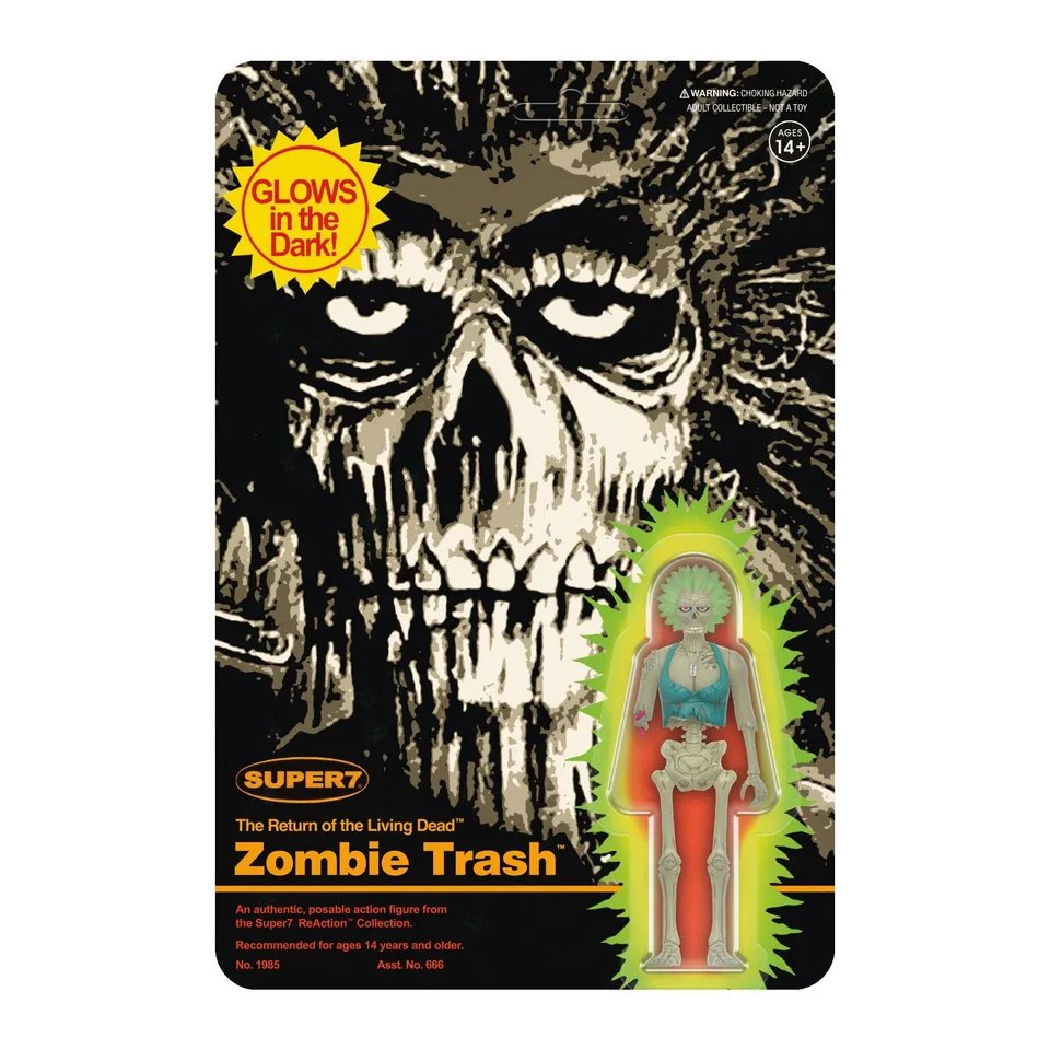 Super7 ReAction Zombie Trash figurina fosforescenta 9,5 cm