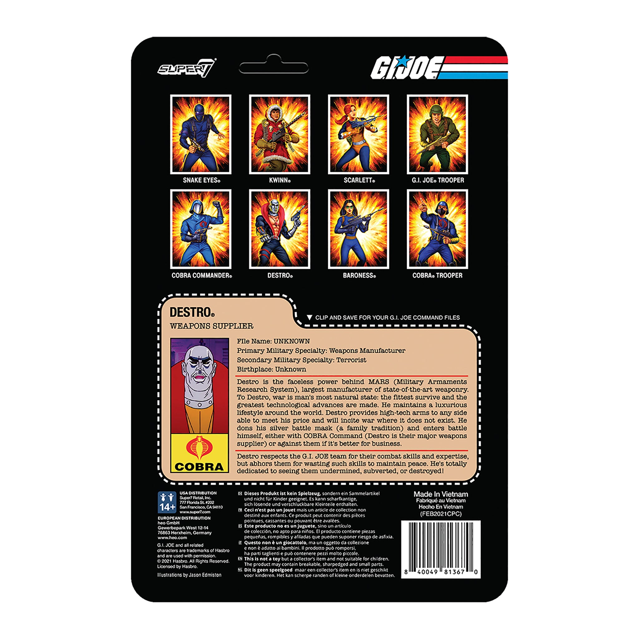 Super7 ReAction G.I. Joe Destro figurina 9,5 cm masca metalica
