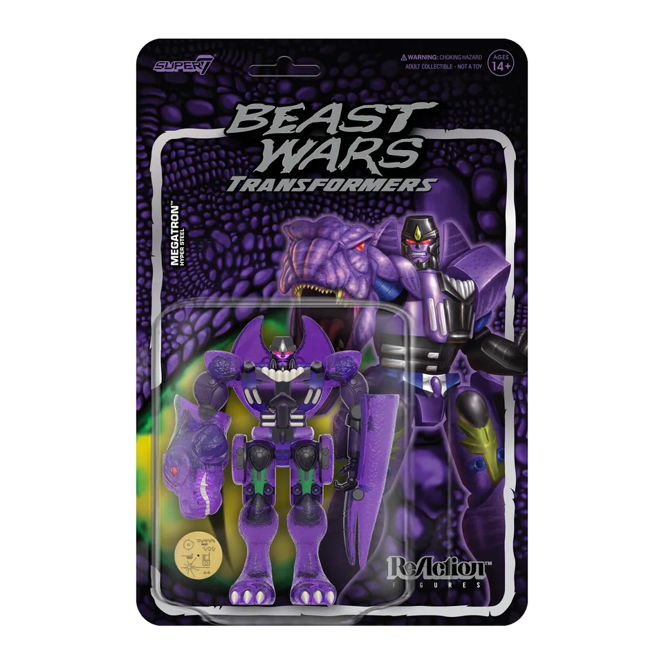 Super7 Beast Wars Megatron clear ReAction figurină translucidă