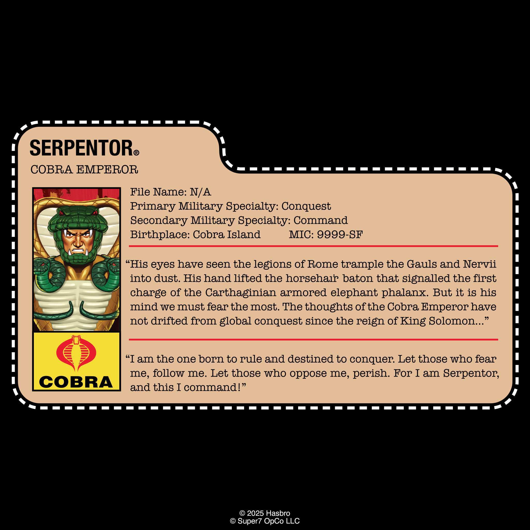 Super7 G.I. Joe ReAction+ Serpentor figurină albă cu pelerină