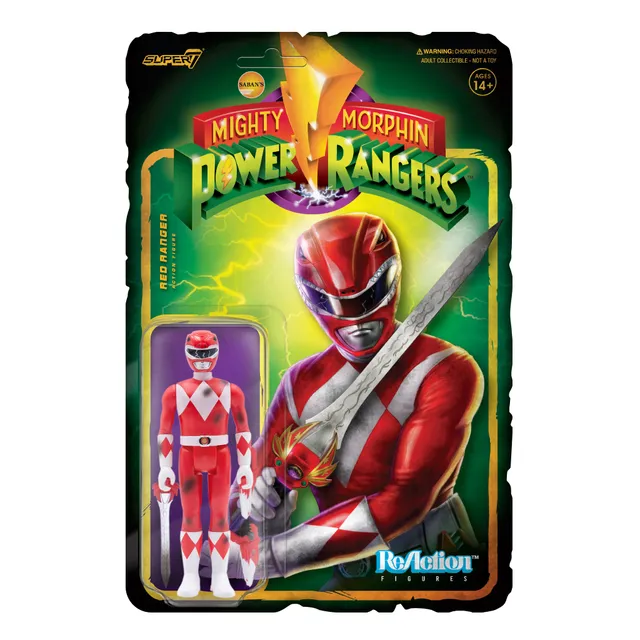 Super7 ReAction Power Rangers Red Ranger Battle Damaged figurina