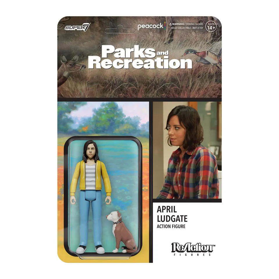 Super7 Parks and Recreation April Ludgate figurină cu Champion