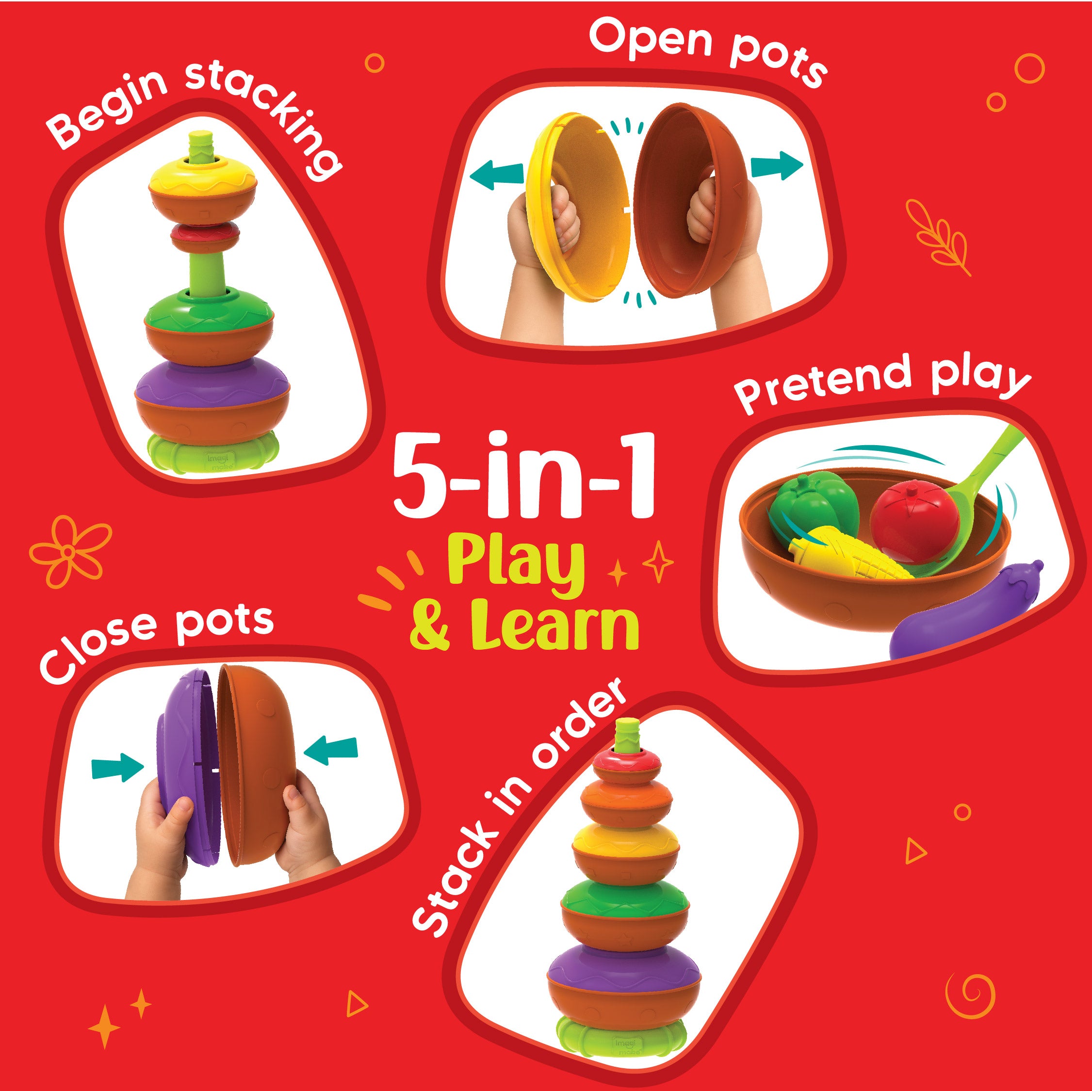 Imagimake Leaps Bounds Stacking Pot jucarie stivuire 6 luni+