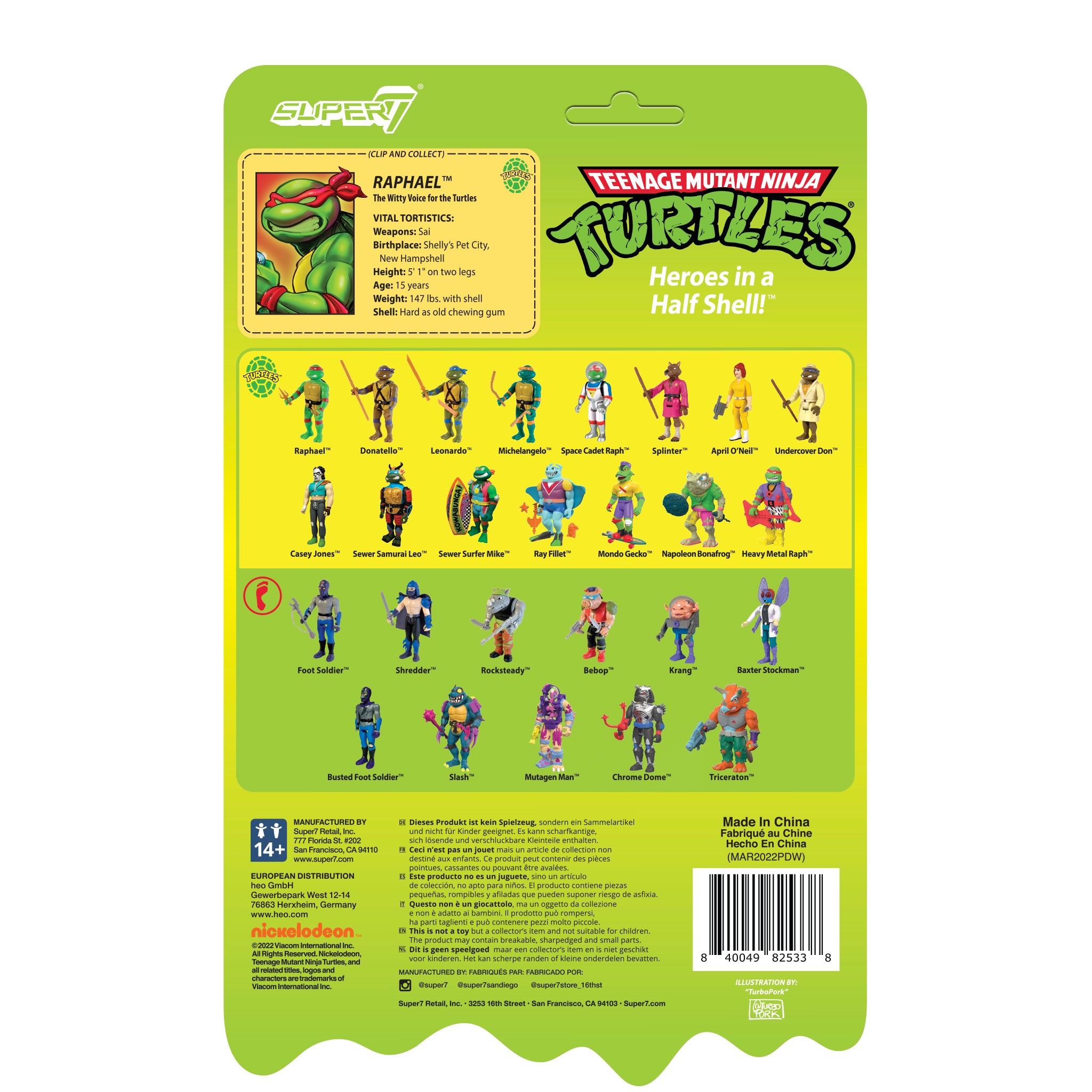 Super7 TMNT Raphael Ooze figurina verde 9,5 cm