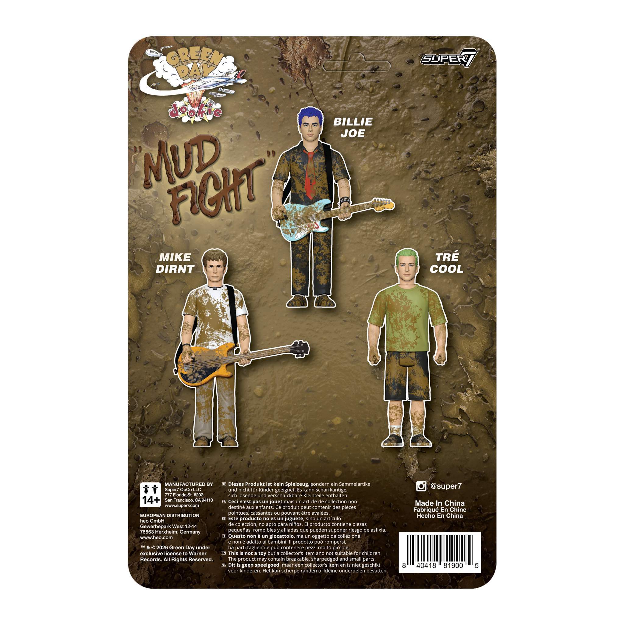 Super7 ReAction Green Day Billie Joe figurina 9,5 cm cu noroi