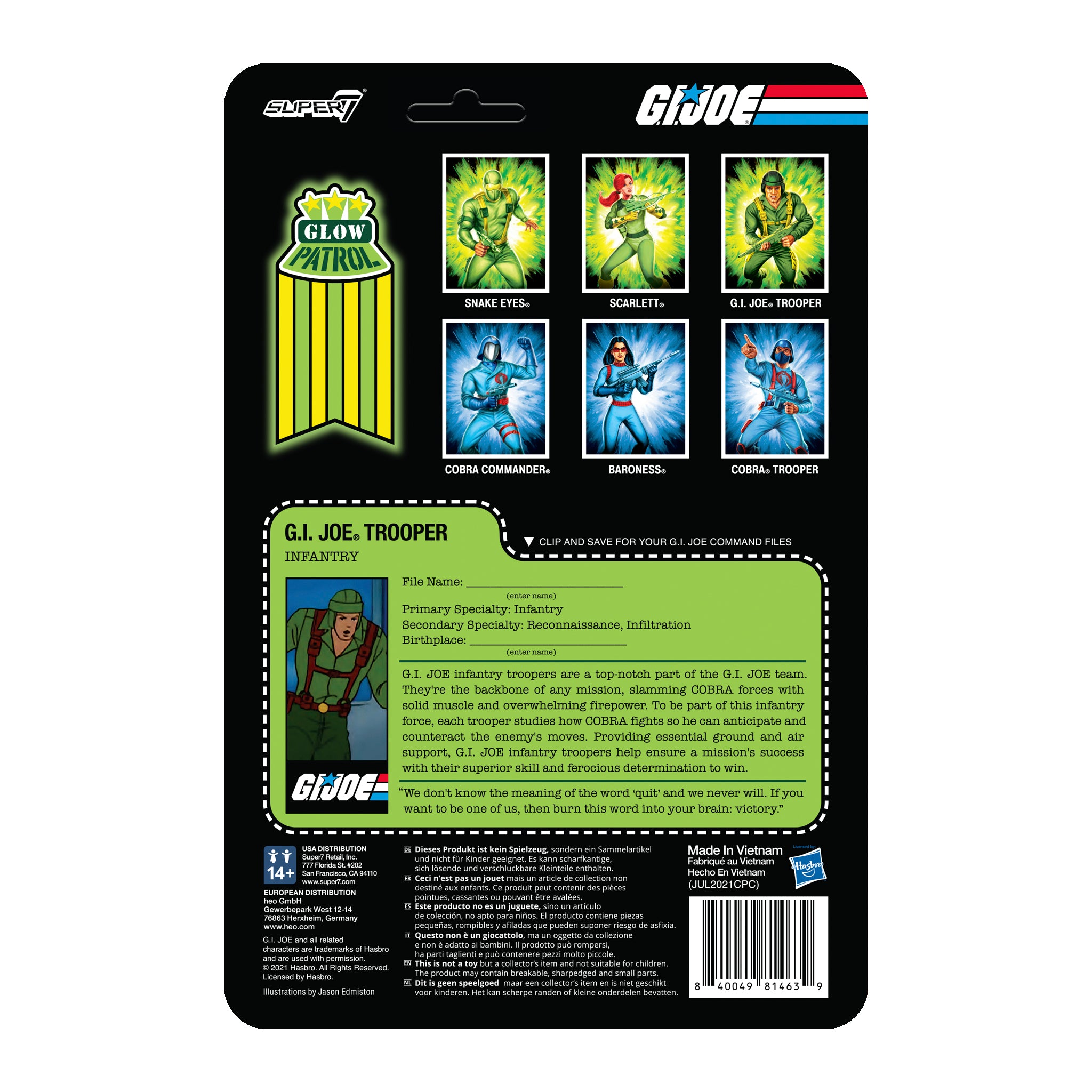 Super7 G.I. Joe ReAction Wave 1b Greenshirt figurina glow