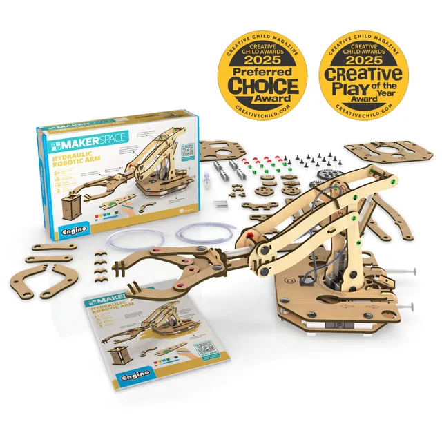 Engino Makerspace DIY Braț Robotic Hidraulic din Lemn