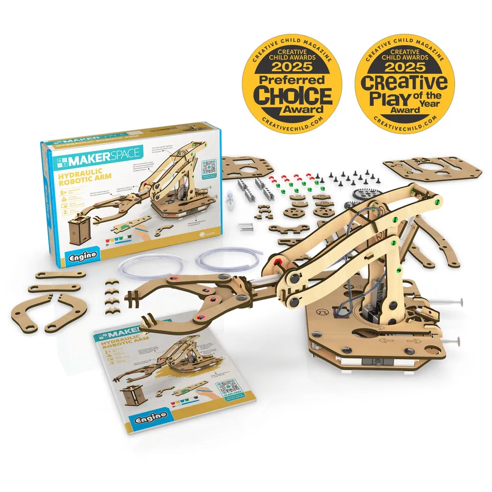 Engino Makerspace DIY Braț Robotic Hidraulic din Lemn