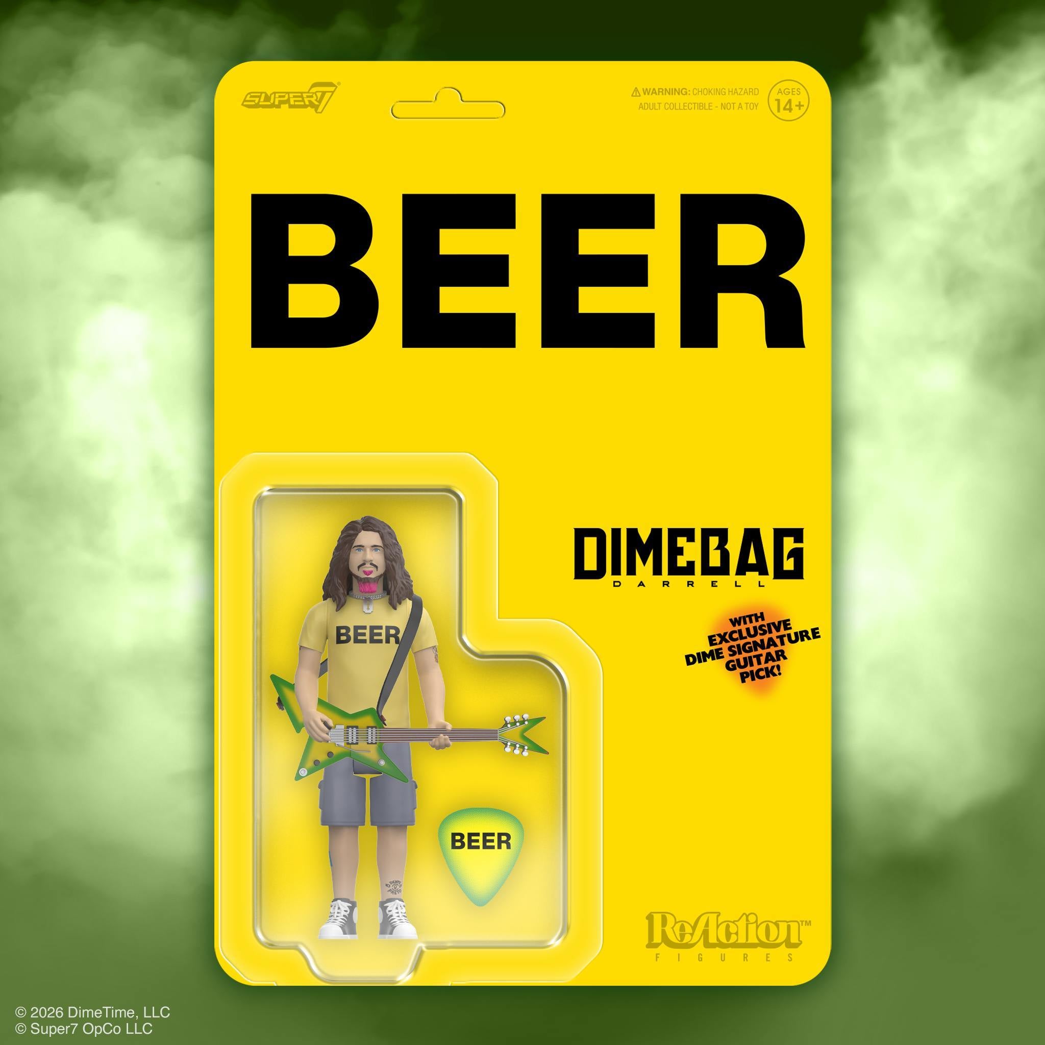 Super7 ReAction Dimebag Darrell BEER Shirt figurina metal