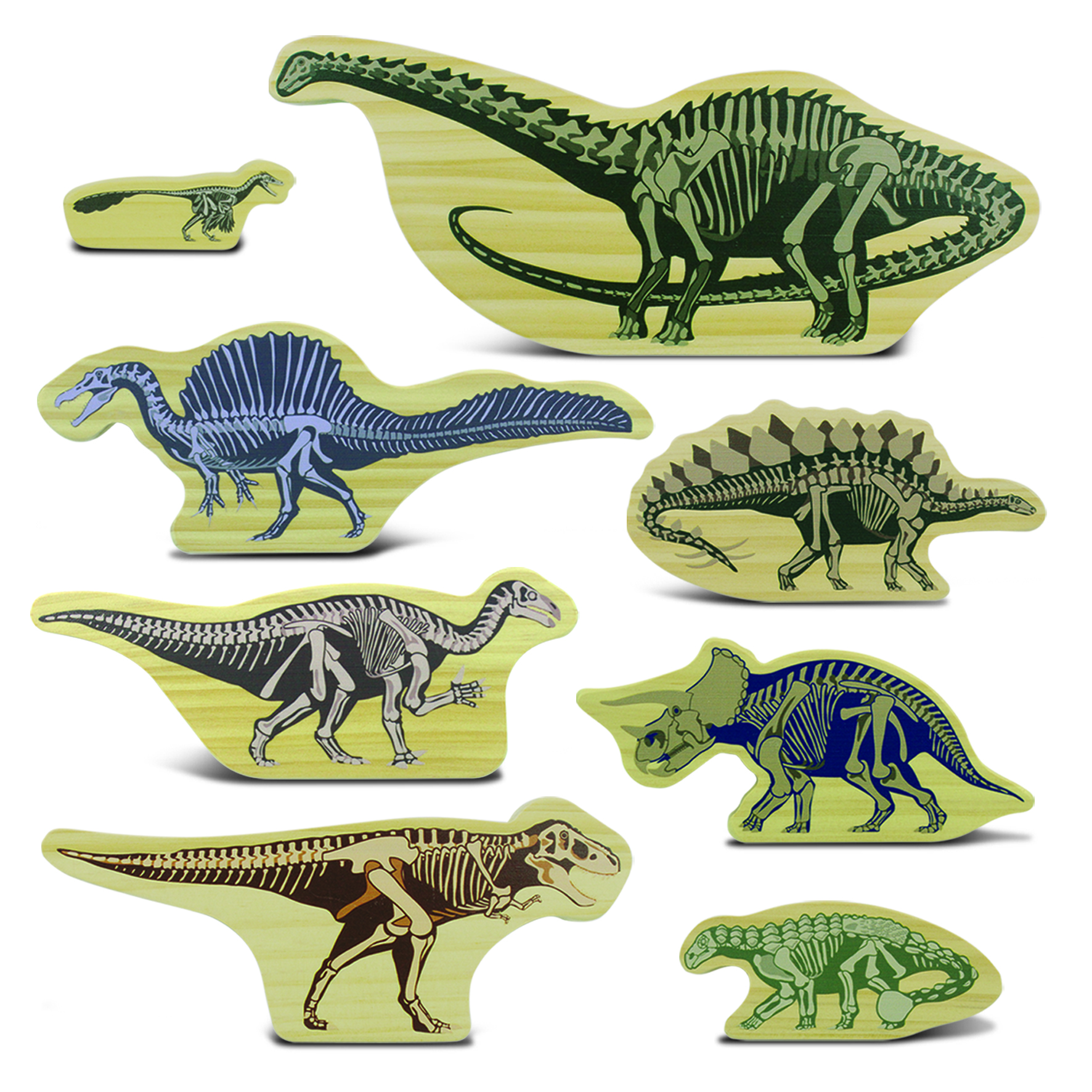 Yellow Door Dinosaur figurine lemn dinozauri 8 buc schelet