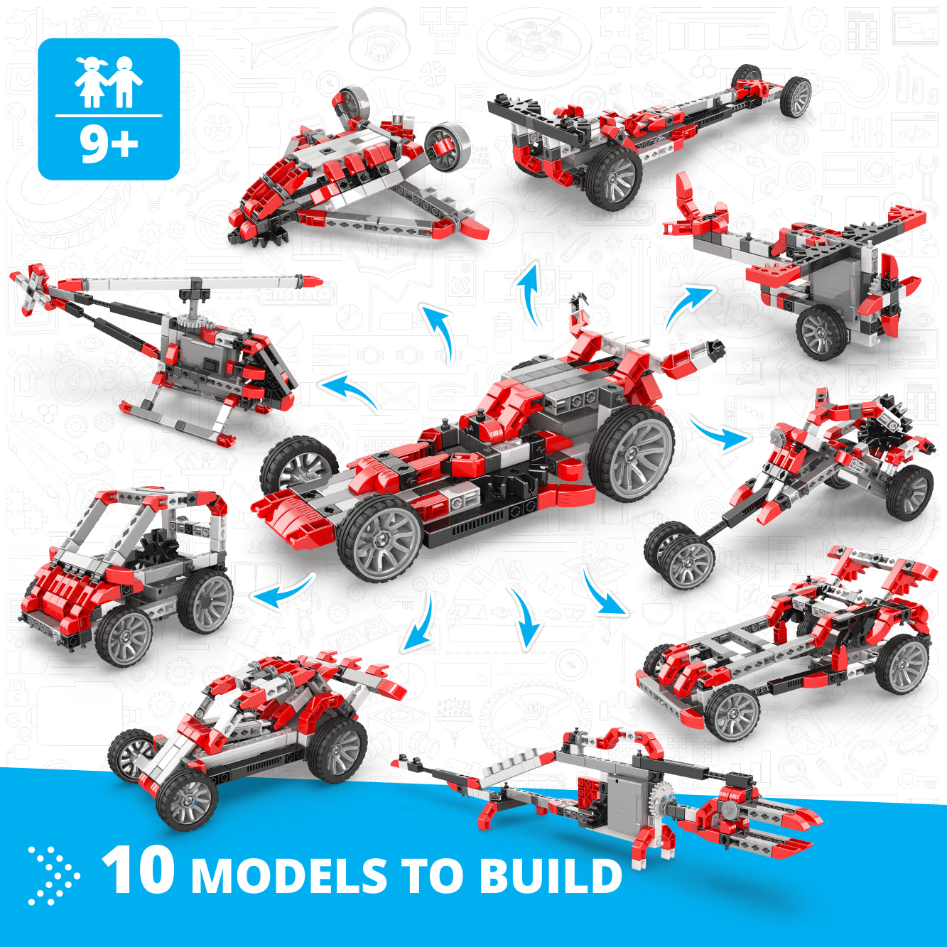 Engino Inventor Race Car set constructie masinuta motor 10 modele