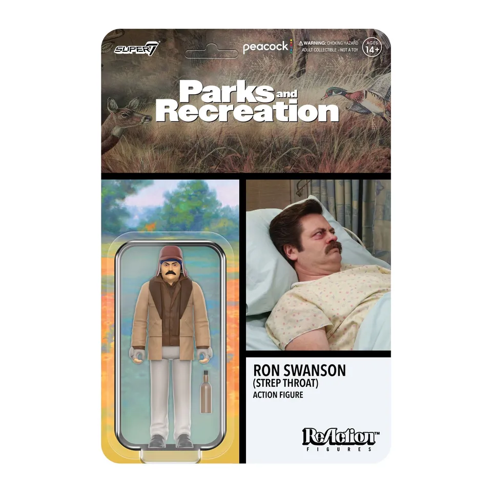 Super7 ReAction Ron Swanson Strep Throat figurina 3.75 inch serial