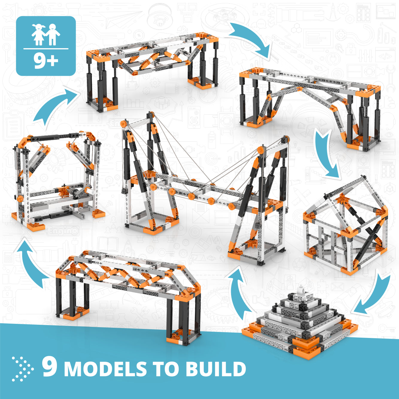 Engino Discovering STEM Buildings Bridges set poduri 9 modele