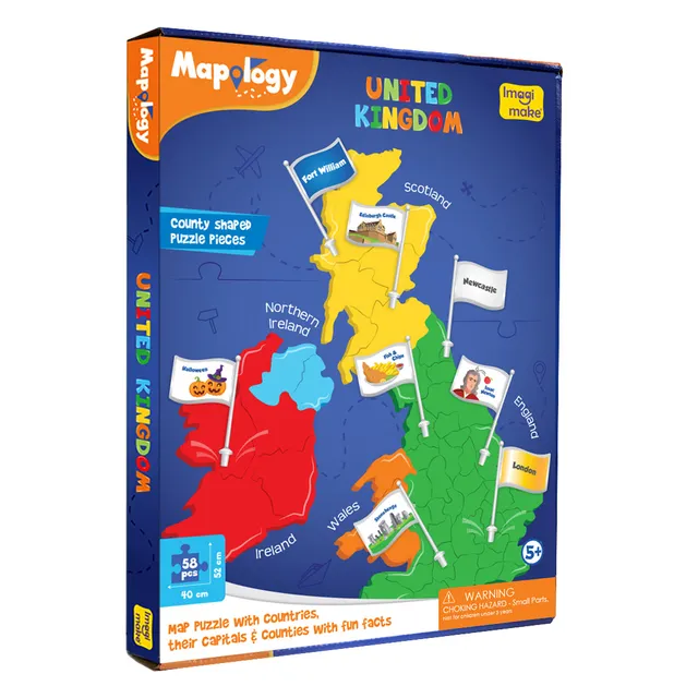 Imagimake Mapology United Kingdom with Capitals puzzle harta 58 piese EVA