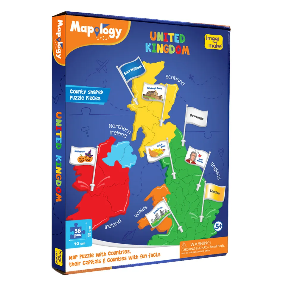 Imagimake Mapology United Kingdom with Capitals puzzle harta 58 piese EVA