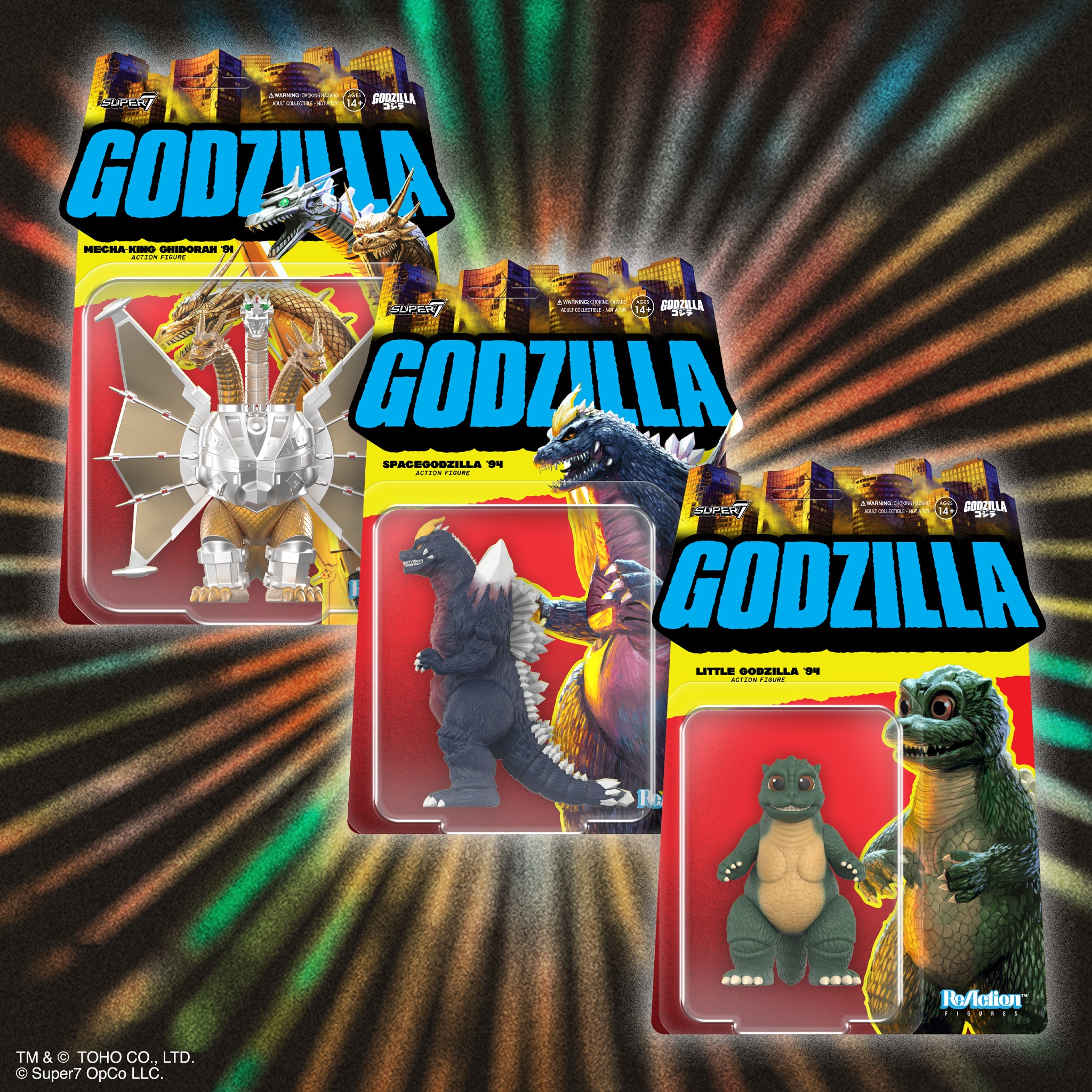 Super7 Toho ReAction Wave 11 set 3 figurine kaiju