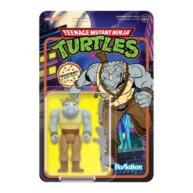 Super7 TMNT ReAction Rocksteady figurina 3,75" cartoon