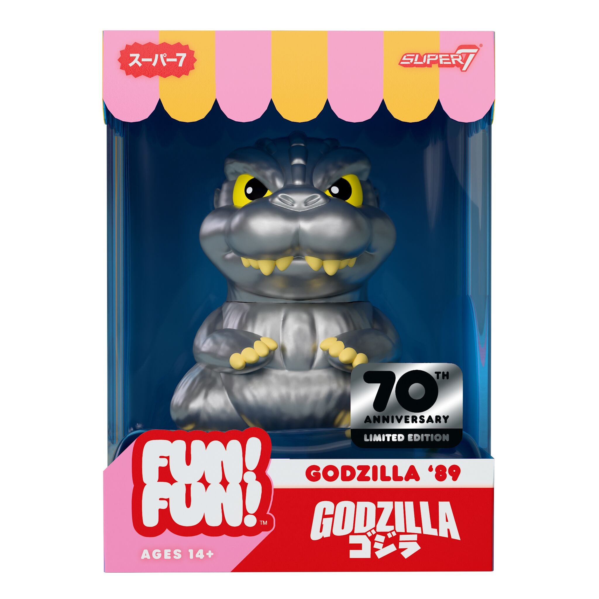 Super7 Toho Fun Fun Godzilla figurina vinil argintiu 70 ani