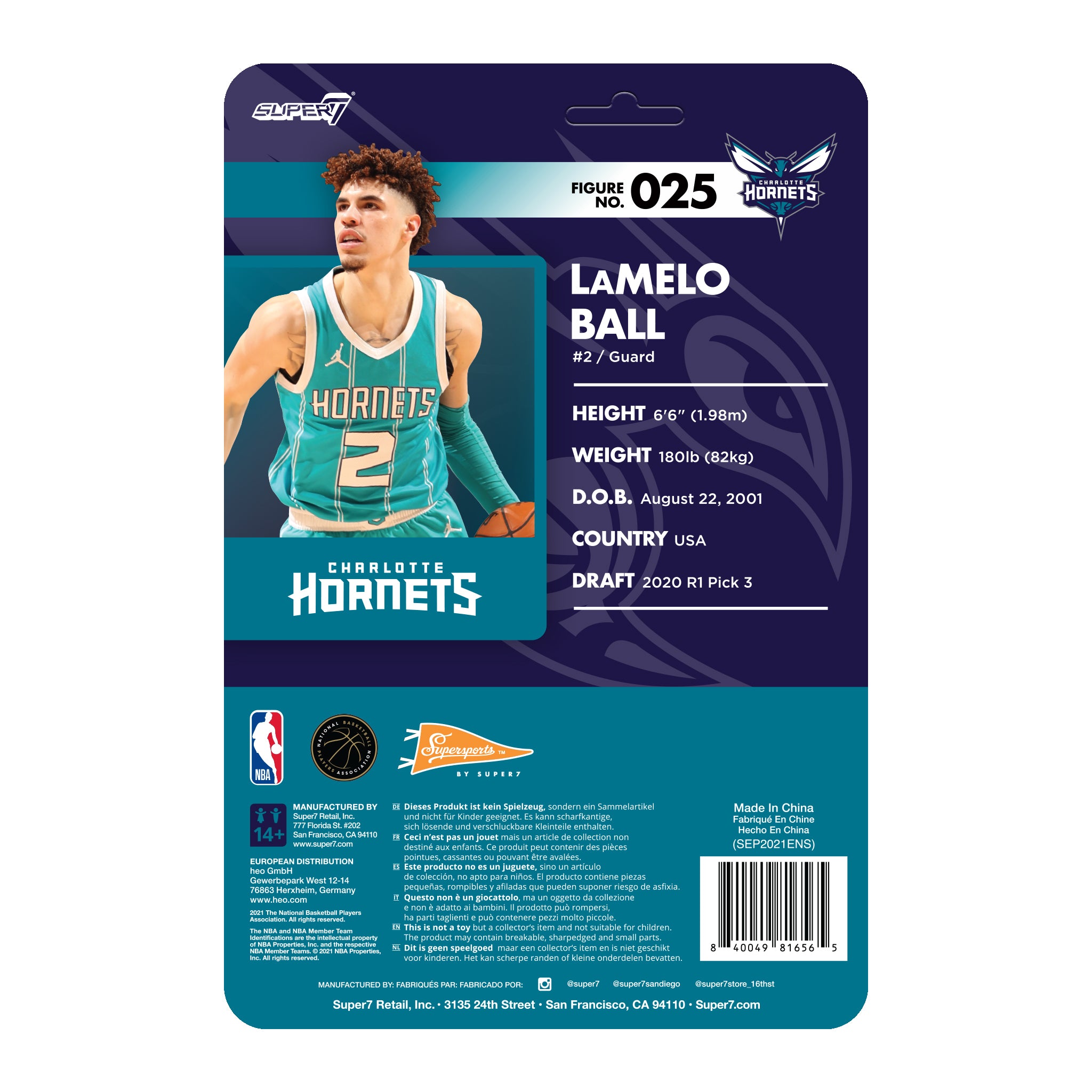 Super7 NBA Supersports LaMelo Ball figurină Hornets