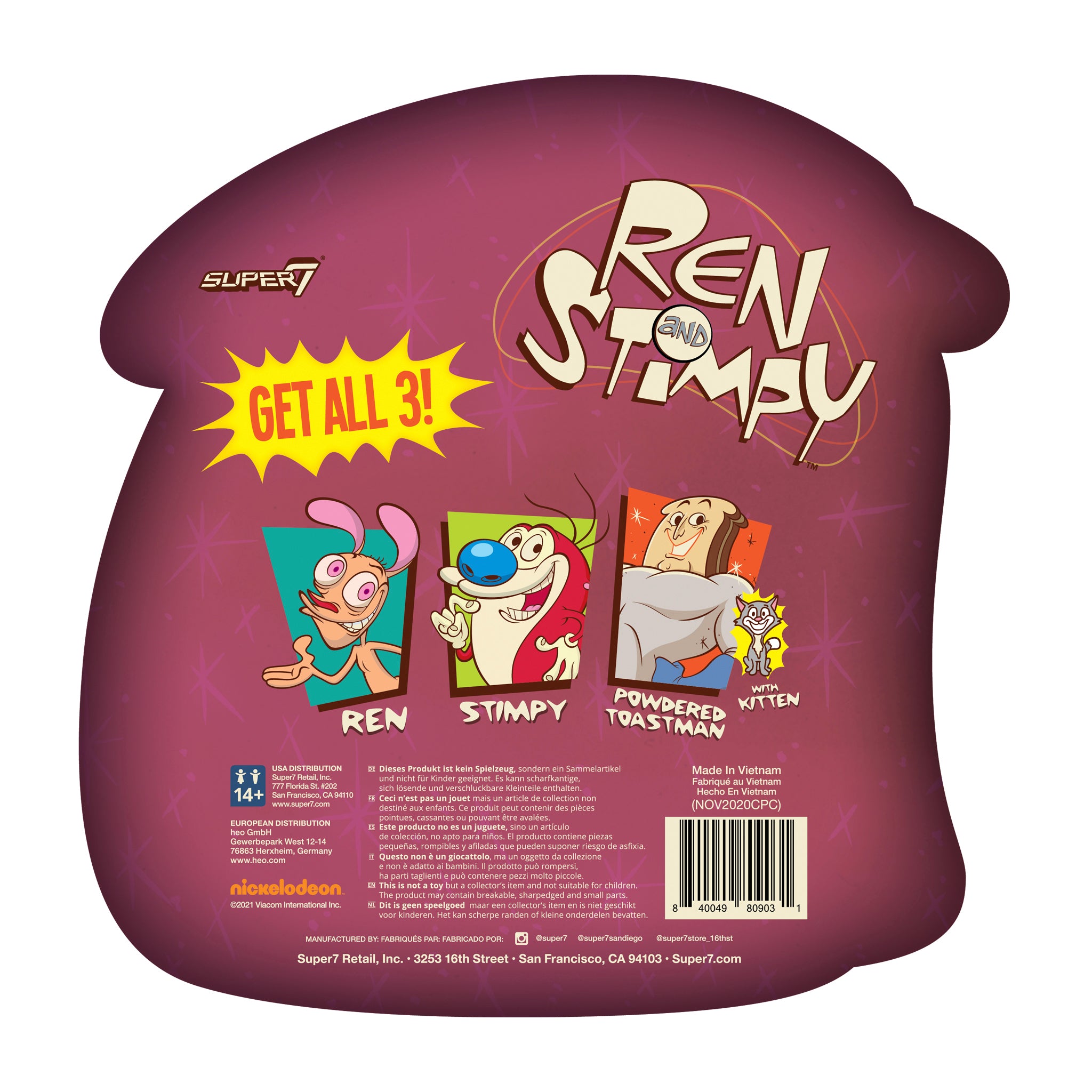 Super7 Ren & Stimpy Powdered Toast Man figurină 9,5 cm