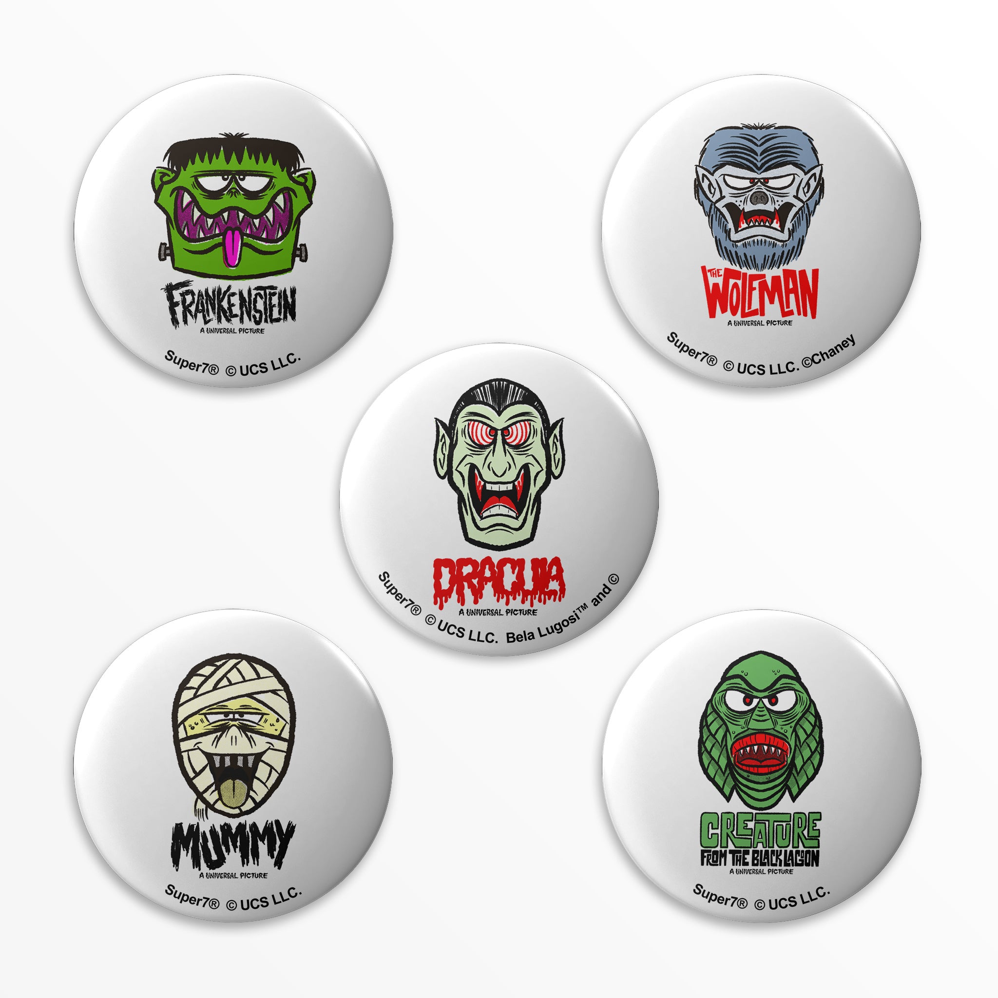 Super7 Universal Monsters insigne set 5 FreakyFaces