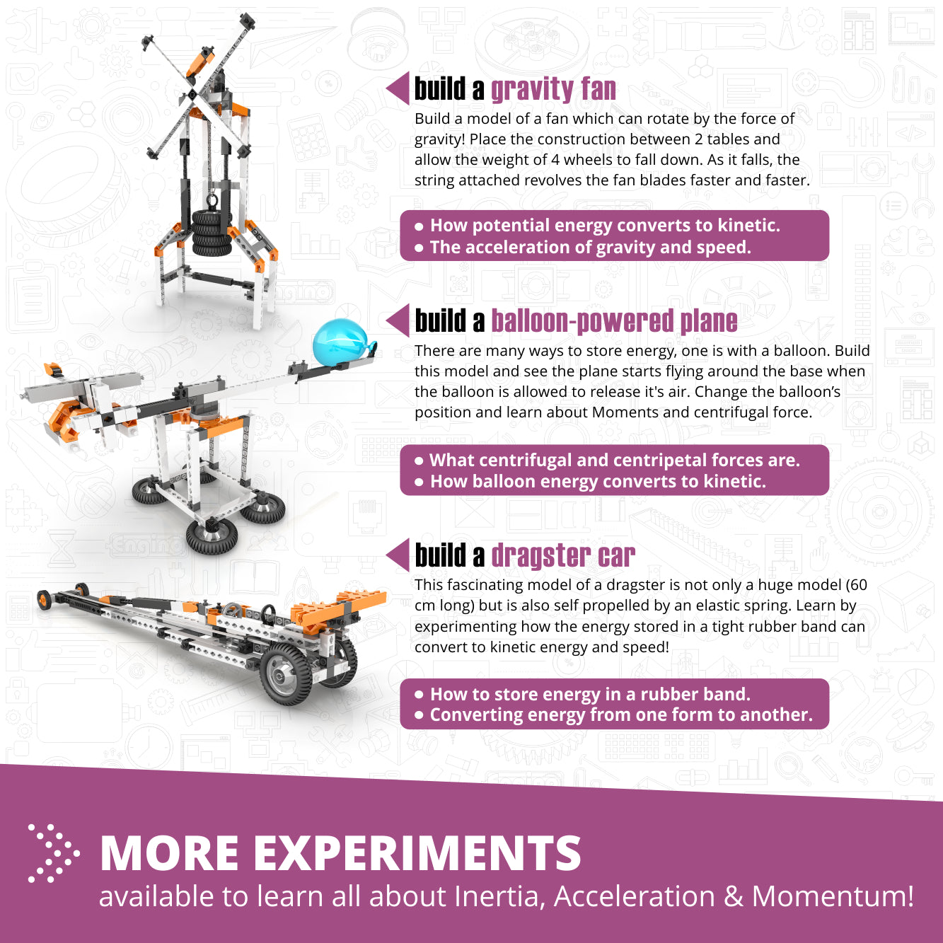 Engino Discovering STEM Newton's Laws set construcție 8 modele energie
