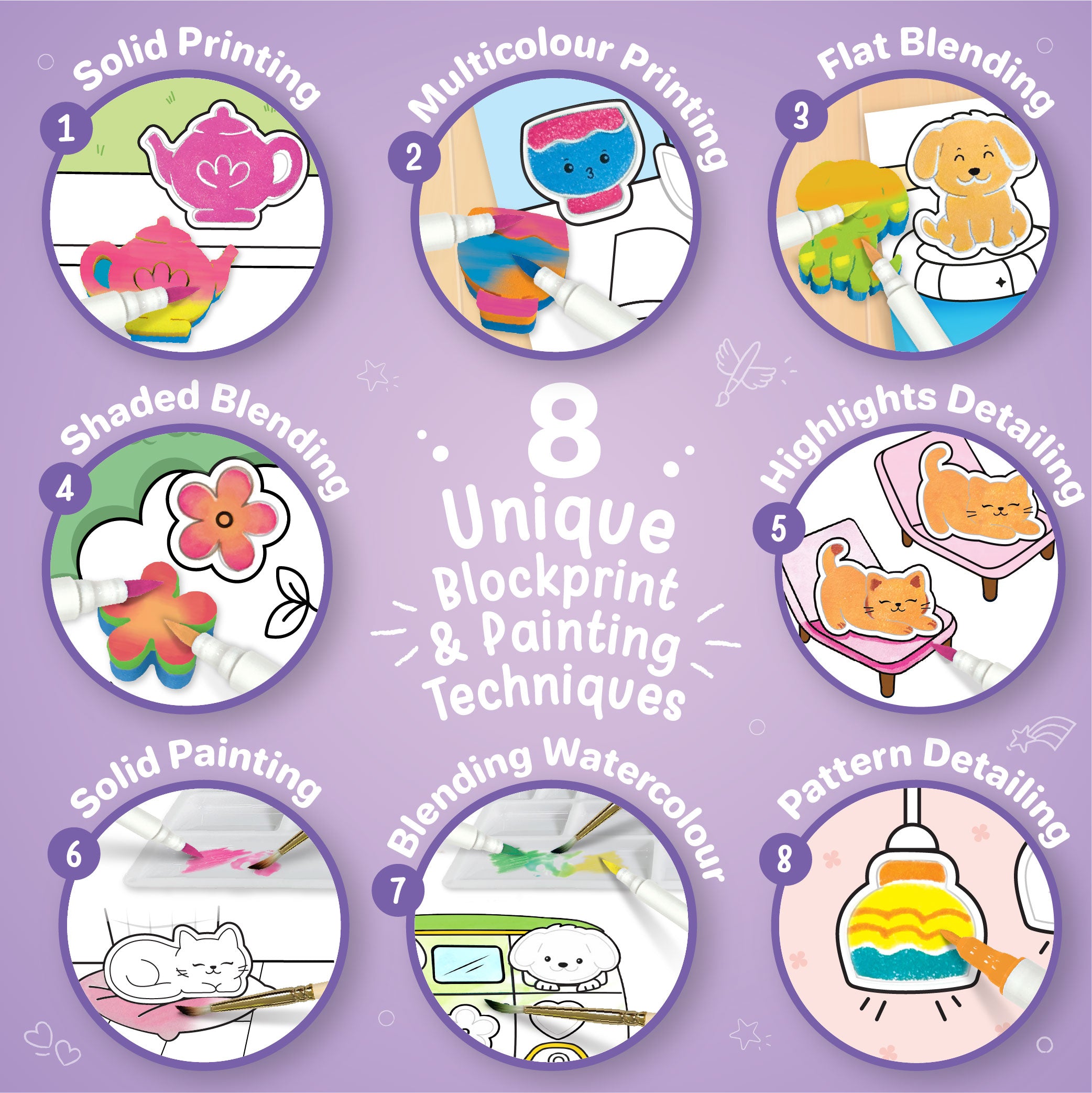 Imagimake Kawaii Art kit pictura 12 tablouri acuarela
