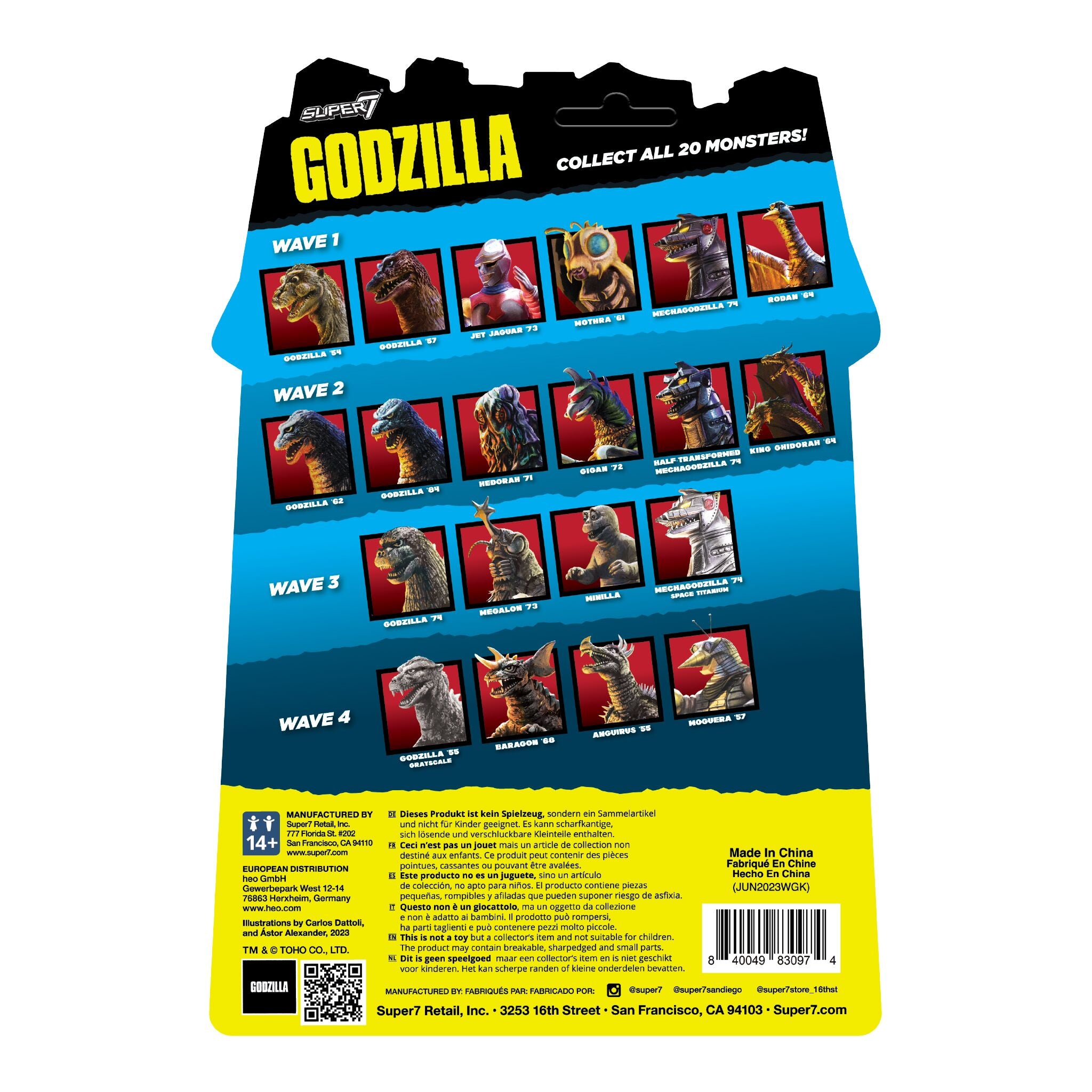 Super7 Toho ReAction Godzilla '55 figurina 9,5 cm Grayscale