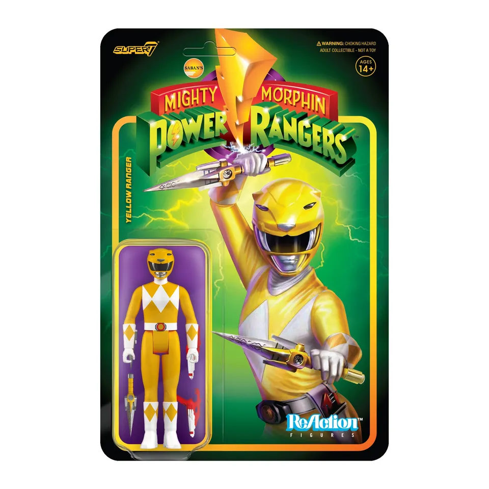 Super7 ReAction Wave 3 figurina Yellow Ranger articulata