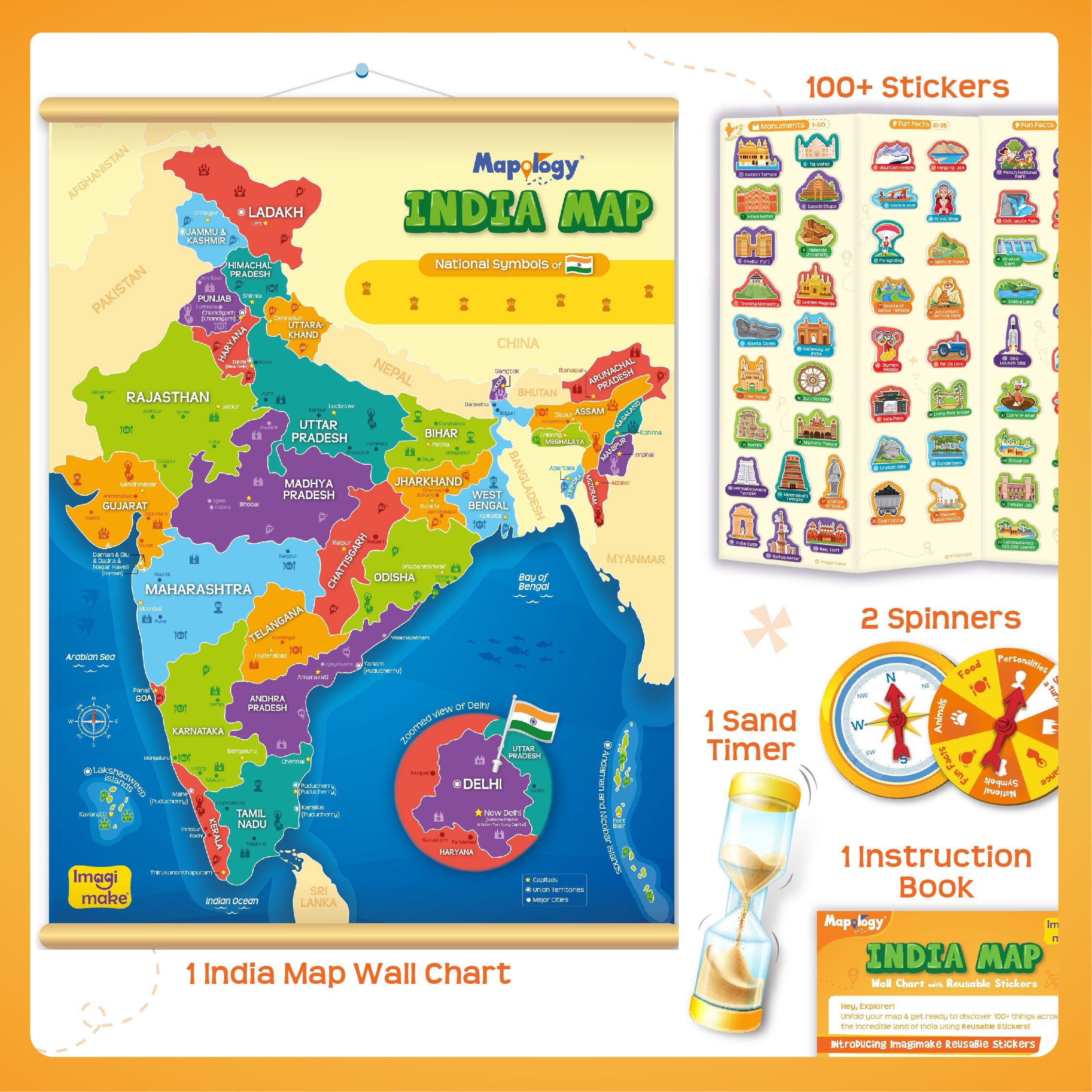 Imagimake Mapology India Map harta 103 stickere