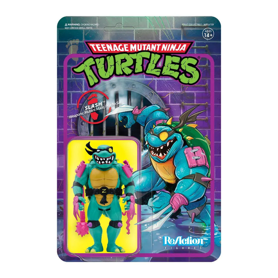 Super7 TMNT ReAction Slash figurina 9,5 cm cu buzdugan