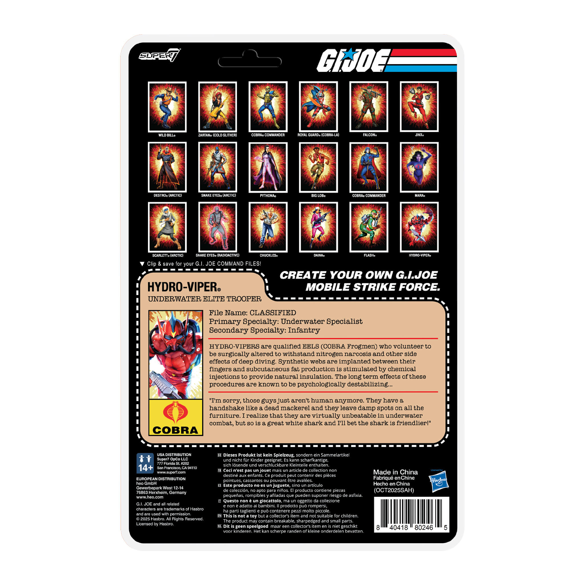 Super7 G.I. Joe ReAction+ Wave 07 Hydro Viper figurină comic