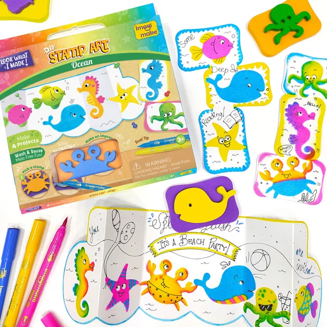 Imagimake Stamp Art Ocean stampile 6 buc + 3 carioci