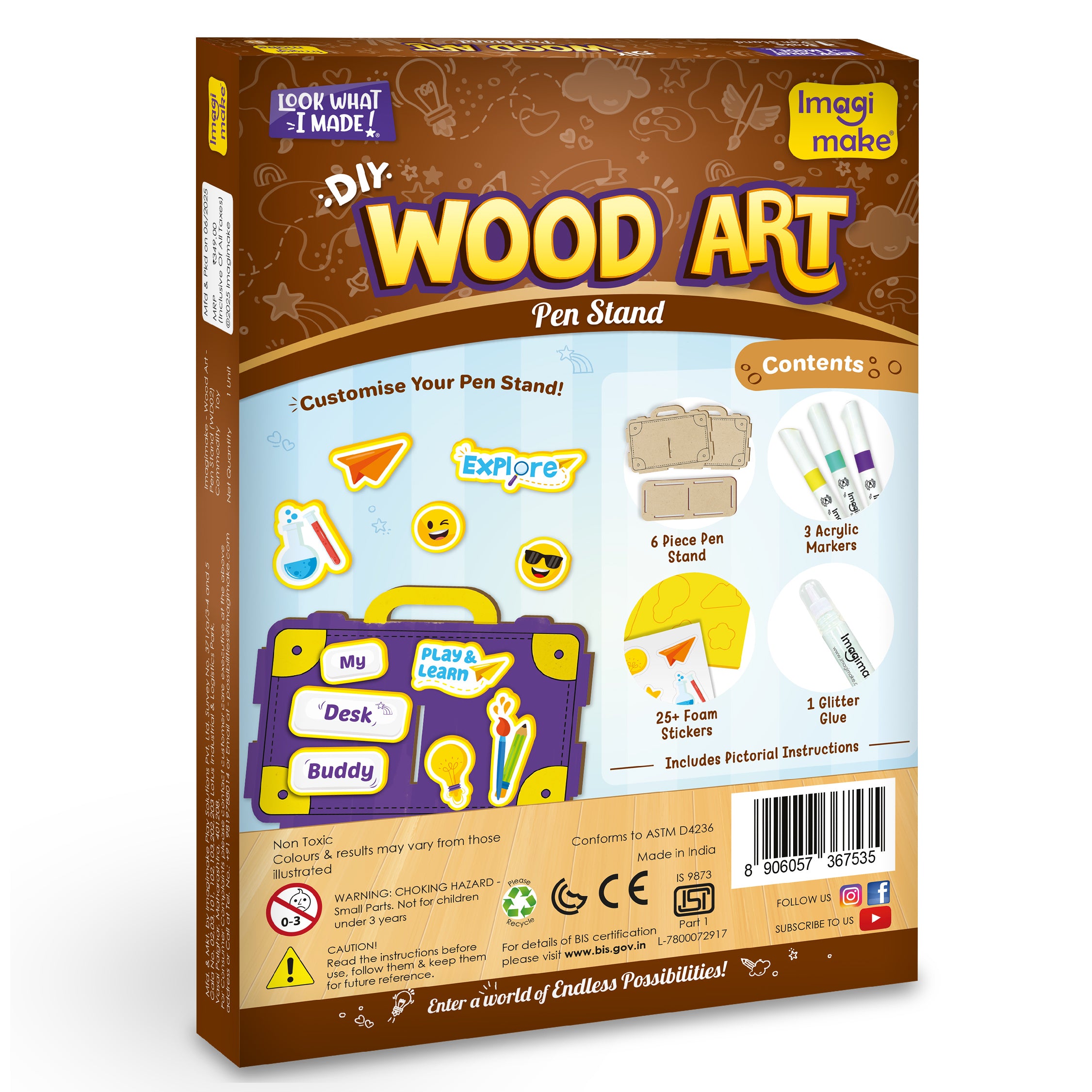 Imagimake Wood Art suport creioane lemn DIY