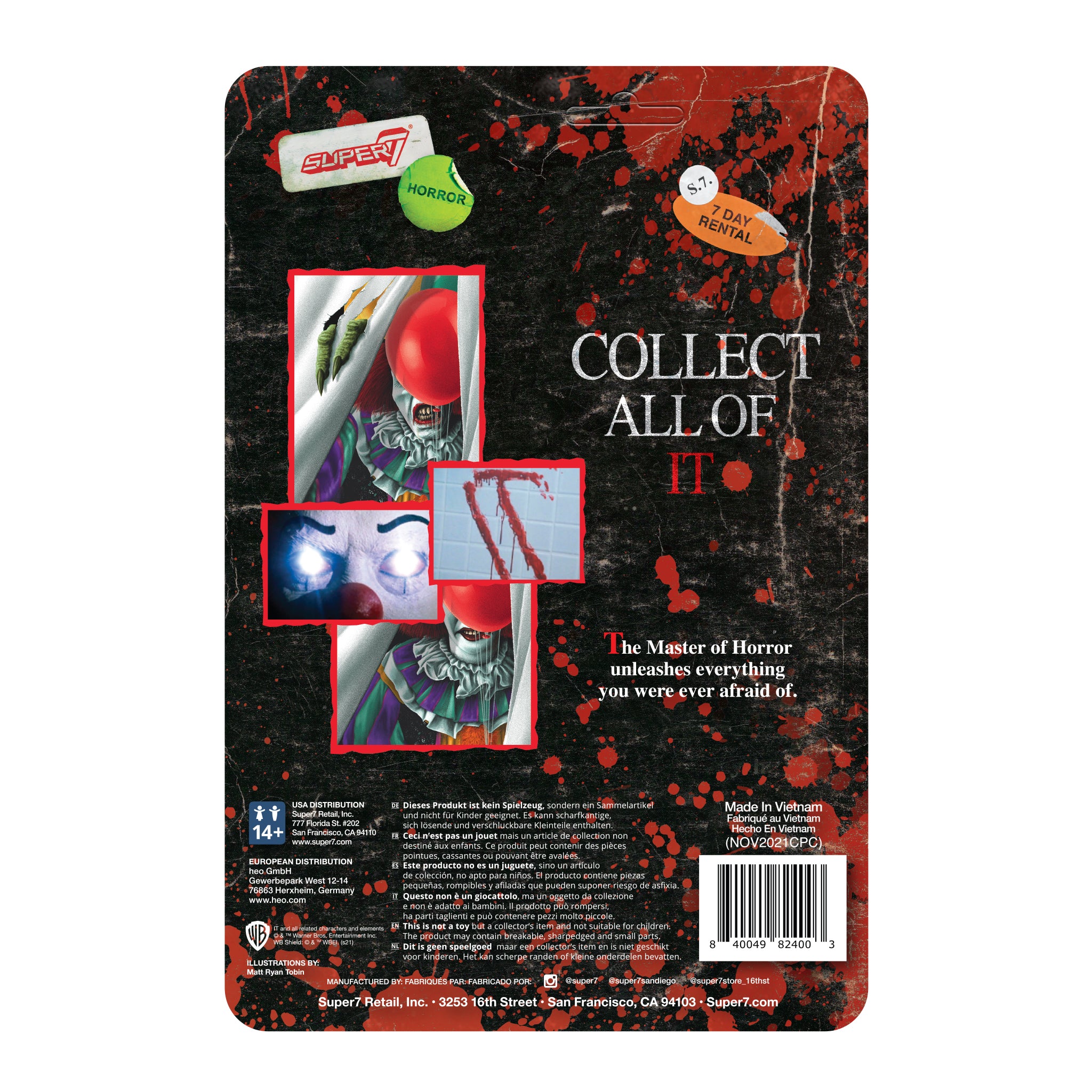 Super7 IT ReAction figurina Pennywise Monster Blood Splatter