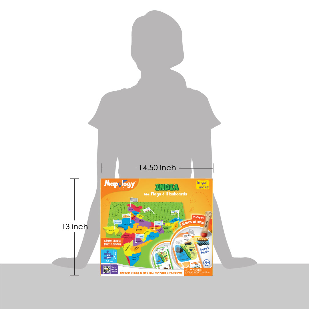 Imagimake Mapology India Flags puzzle harta cu steaguri si carduri