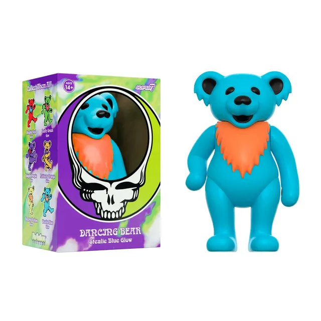 Super7 ReAction Dancing Bear Glow figurina fosforescenta Stealie Blue