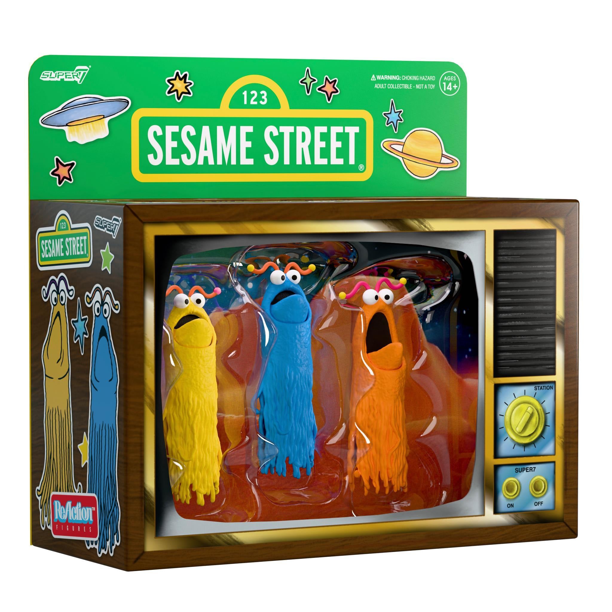 Super7 ReAction Sesame Street Yip Yip Martians set 3 figurine